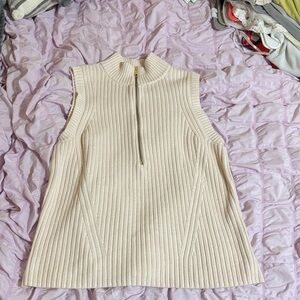 Talbots Cream Sleeveless Ribbed Top